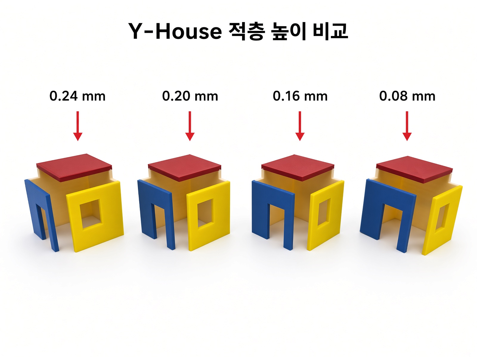 적층 높이 0.08 0.16 0.20 0.24mm 네 컷 비교